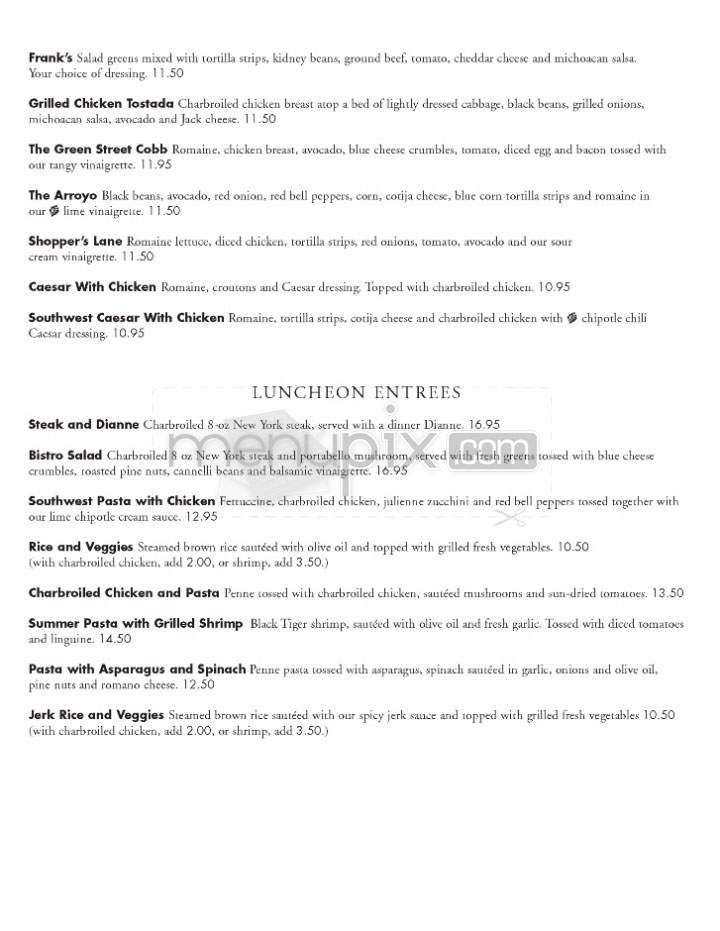 Green Street Restaurant - Pasadena, CA menu_pic