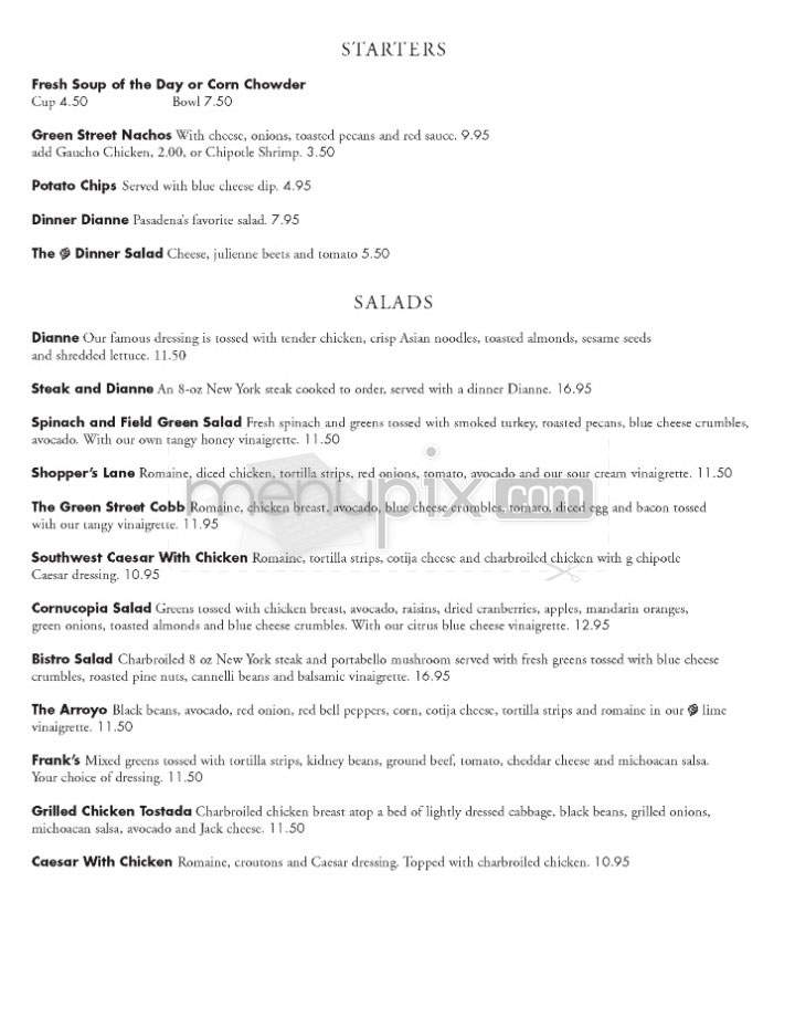Green Street Restaurant - Pasadena, CA menu_pic