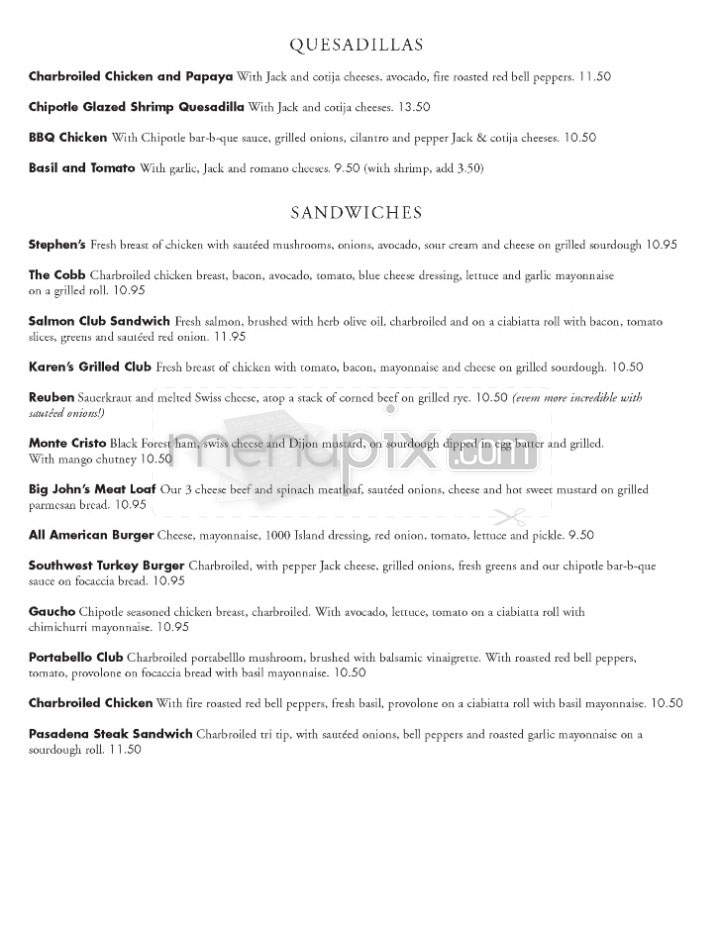 Green Street Restaurant - Pasadena, CA menu_pic