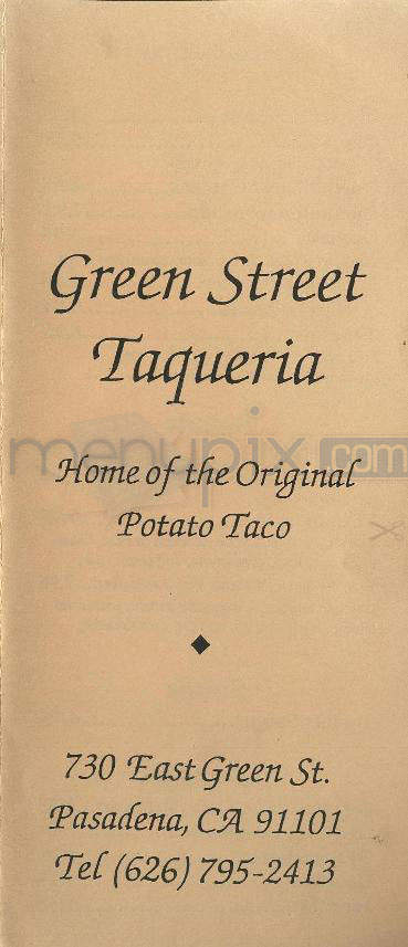 Green Street Taqueria - Pasadena, CA menu_pic