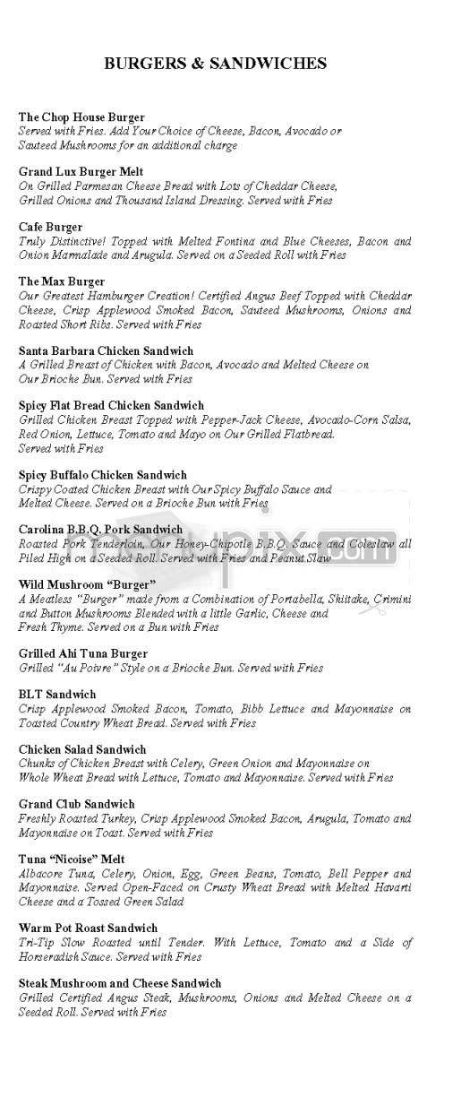 Grand Lux Cafe - Los Angeles, CA menu_pic