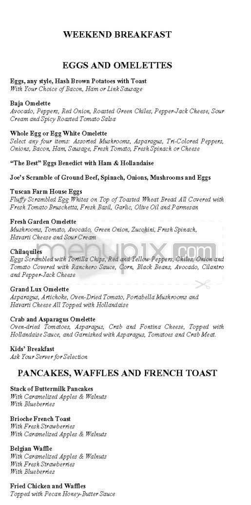Grand Lux Cafe - Los Angeles, CA menu_pic