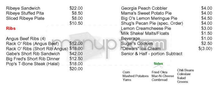 Grandpa Fred's Barbecue - Woodland Hills, CA menu_pic