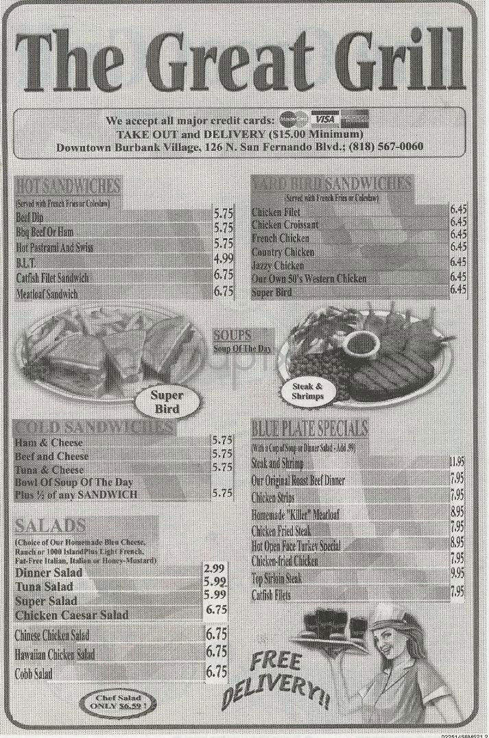 The Great Grill - Burbank, CA menu_pic