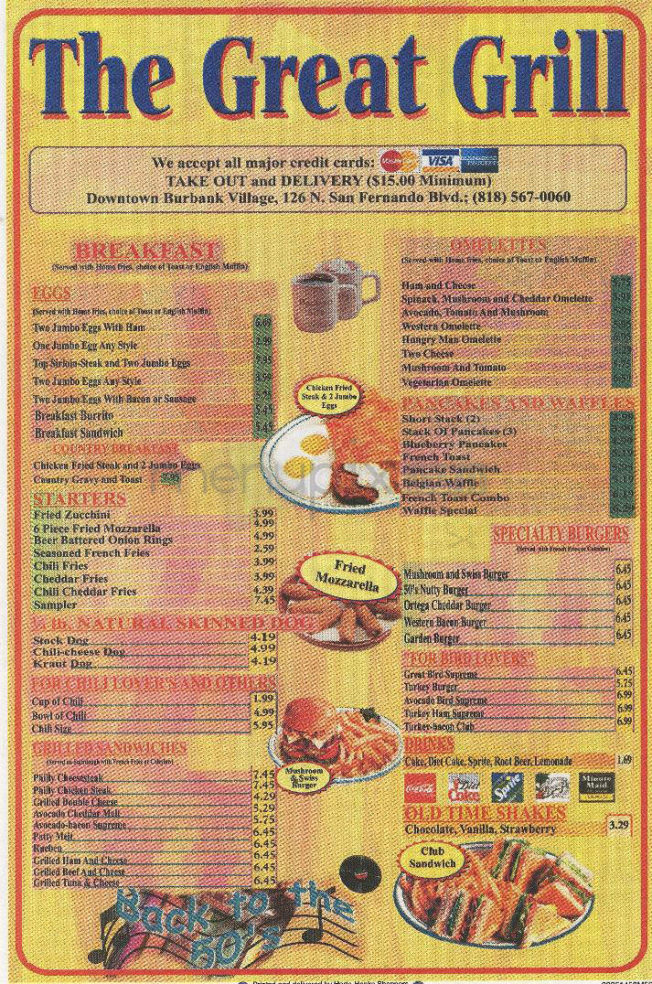 The Great Grill - Burbank, CA menu_pic