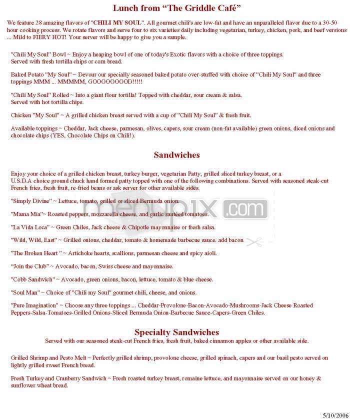 Griddle Cafe - West Hollywood, CA menu_pic