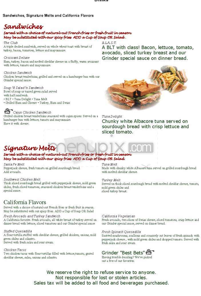 Grinder - Glendale, CA menu_pic