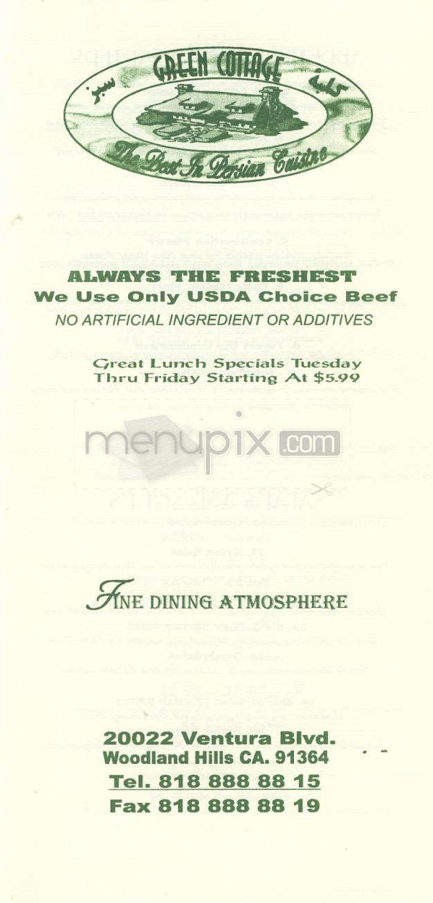 Green Cottage - Woodland Hills, CA menu_pic