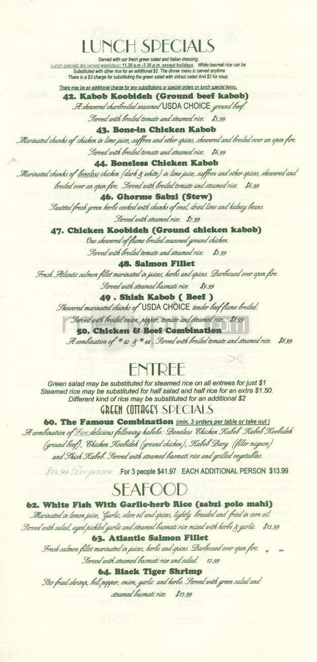 Green Cottage - Woodland Hills, CA menu_pic