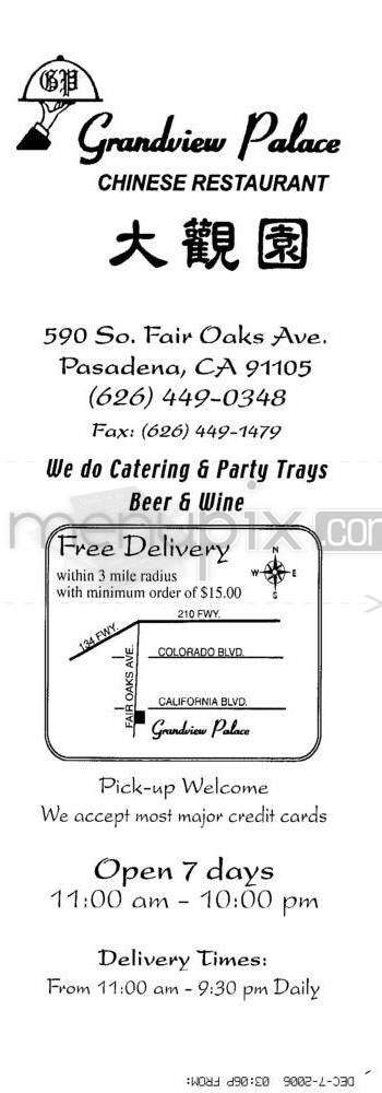 Grandview Palace Restaurant - Pasadena, CA menu_pic