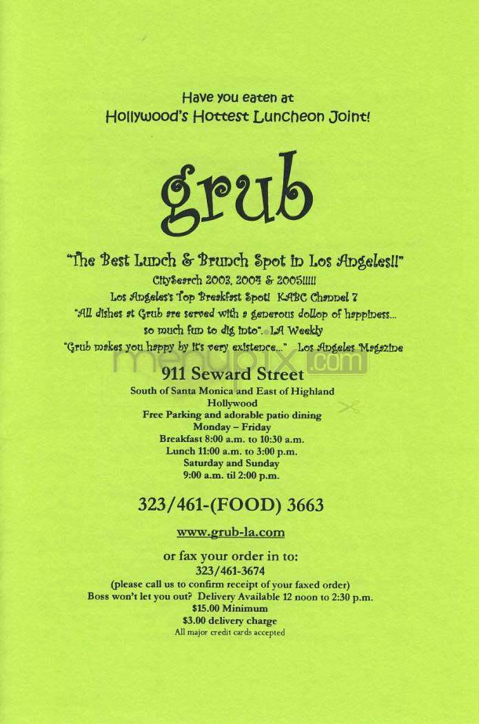 Grub - Los Angeles, CA menu_pic