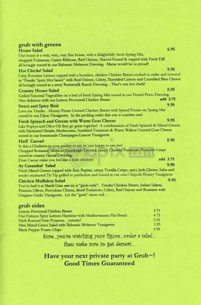 Grub - Los Angeles, CA menu_pic