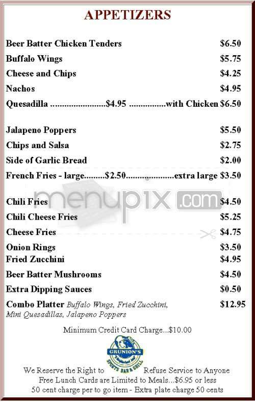 Grunion's - Manhattan Beach, CA menu_pic