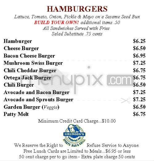 Grunion's - Manhattan Beach, CA menu_pic