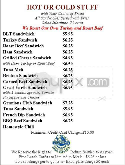 Grunion's - Manhattan Beach, CA menu_pic