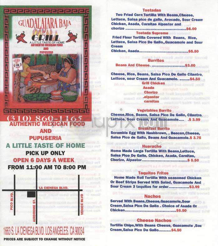 Guadalajara Baja Grill - Los Angeles, CA menu_pic