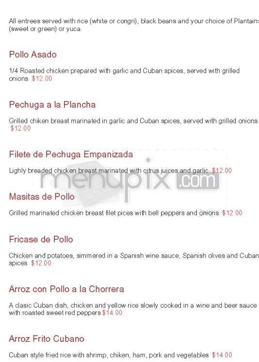 Guantanamera - Burbank, CA menu_pic