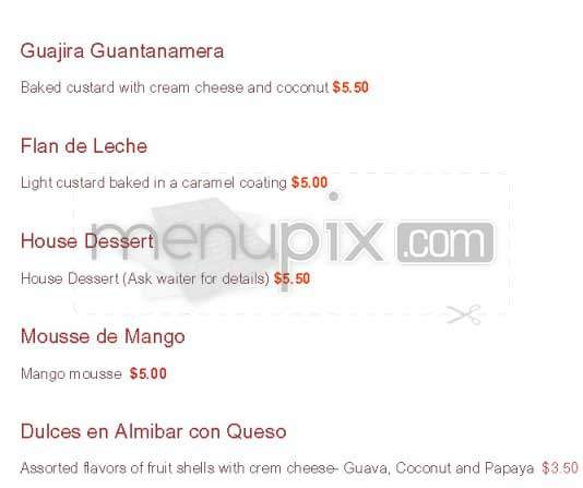 Guantanamera - Burbank, CA menu_pic