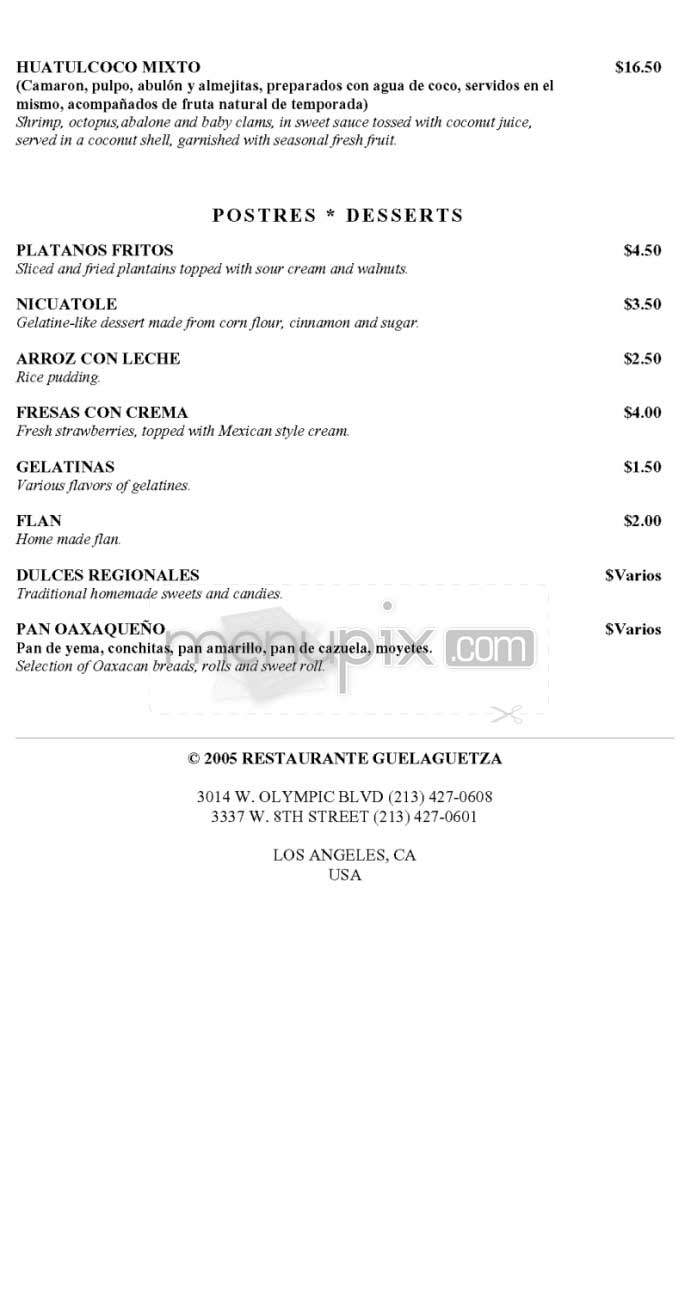 Guelaguetza - Los Angeles, CA menu_pic