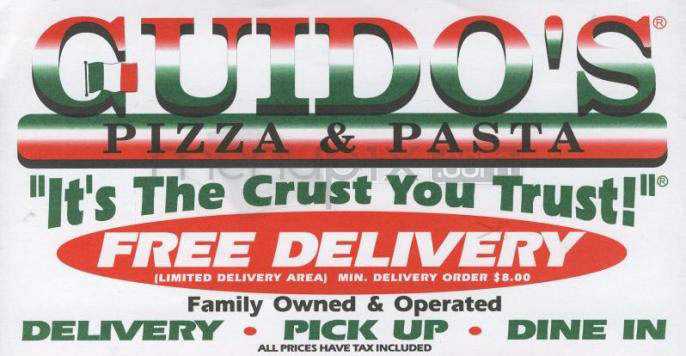 Guido's Pizza & Pasta - Glendale, CA menu_pic