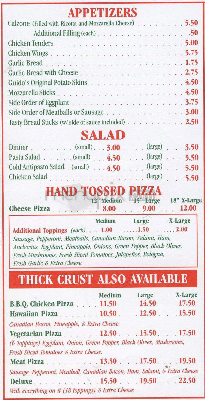 Guido's Pizza & Pasta - Glendale, CA menu_pic
