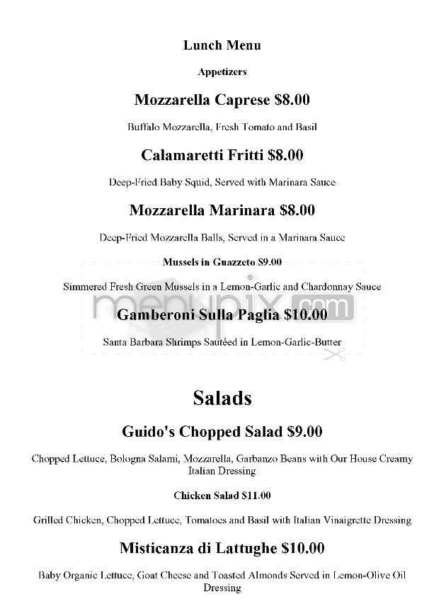 Guido's Malibu - Malibu, CA menu_pic
