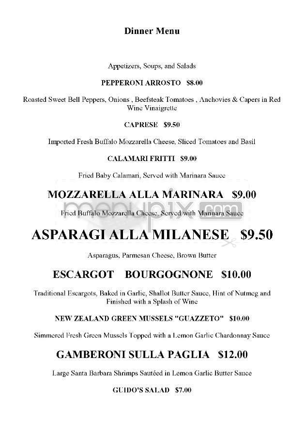 Guido's Malibu - Malibu, CA menu_pic