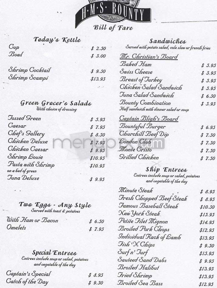 HMS Bounty - Los Angeles, CA menu_pic
