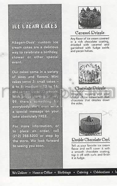 Haagen-Dazs Shop - Los Angeles, CA menu_pic