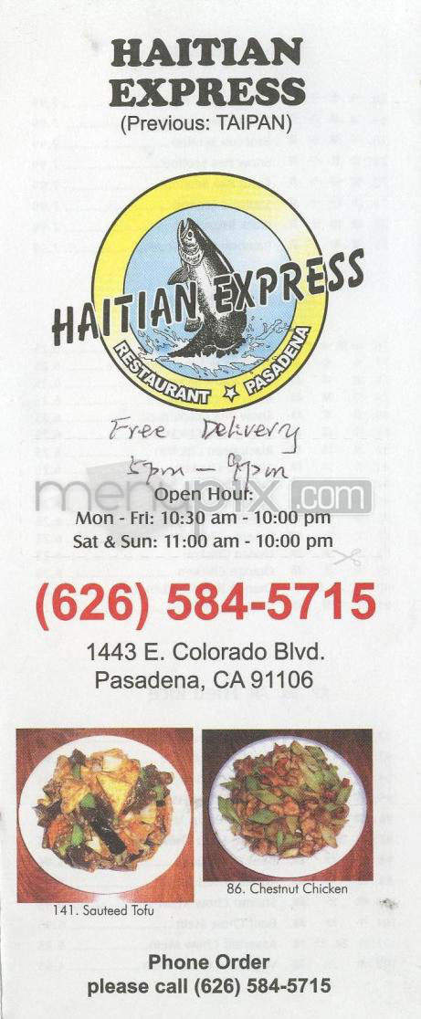Haitian Express - Pasadena, CA menu_pic