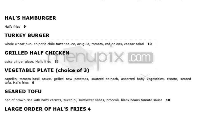 Hal's Bar and Grill - Venice, CA menu_pic