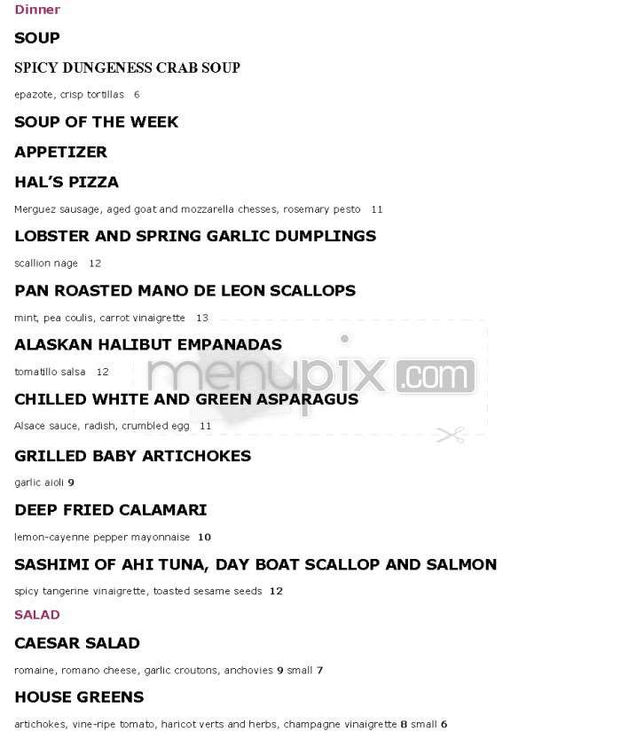 Hal's Bar and Grill - Venice, CA menu_pic