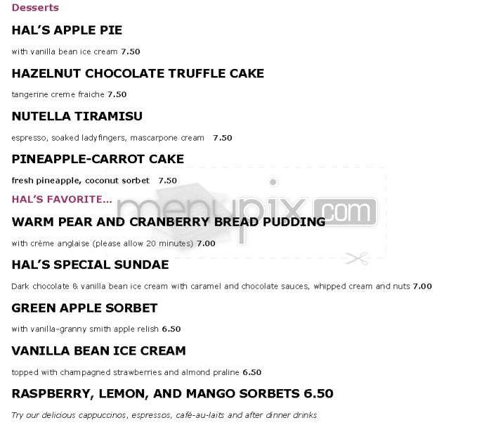 Hal's Bar and Grill - Venice, CA menu_pic