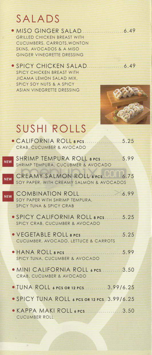 Hana Grill - Pasadena, CA menu_pic