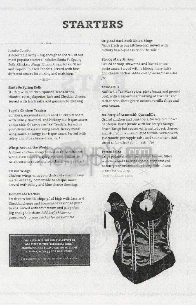 Hard Rock Cafe - Los Angeles, CA menu_pic