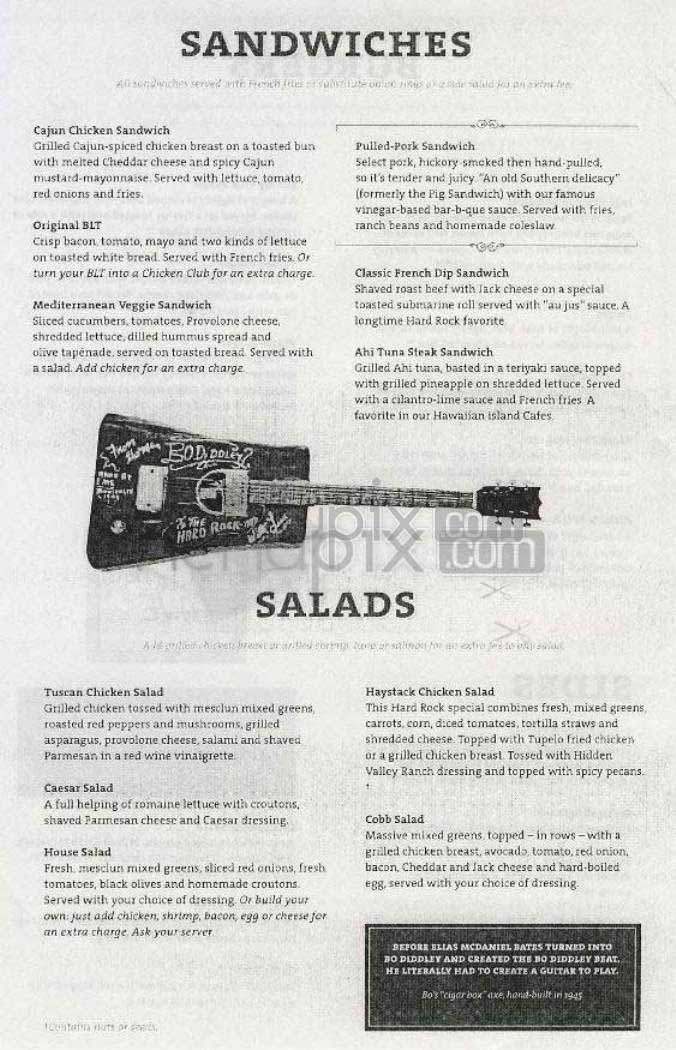 Hard Rock Cafe - Los Angeles, CA menu_pic