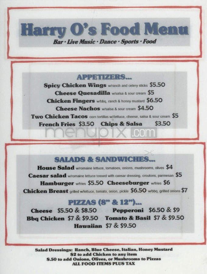 Harry O's - Manhattan Beach, CA menu_pic