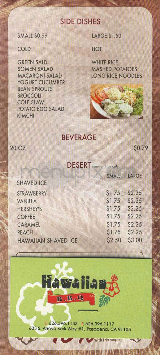 Hawaiian BBQ Festival - Pasadena, CA menu_pic