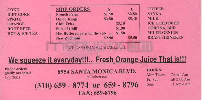 Hamburger Haven - West Hollywood, CA menu_pic