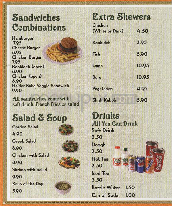 Heidar Baba - Pasadena, CA menu_pic