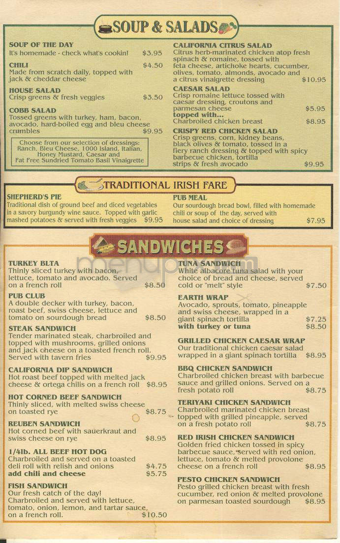 Hennessey's Tavern - Manhattan Beach, CA menu_pic