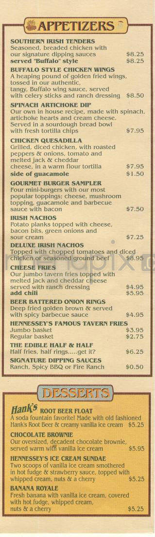 Hennessey's Tavern - Manhattan Beach, CA menu_pic