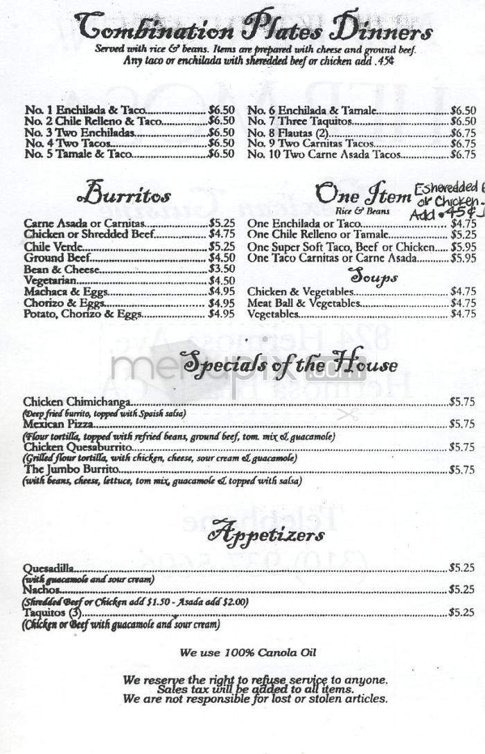 Hermosa Mexican Cuisine - Hermosa Beach, CA menu_pic