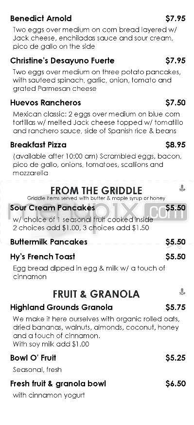 Highland Grounds - Los Angeles, CA menu_pic