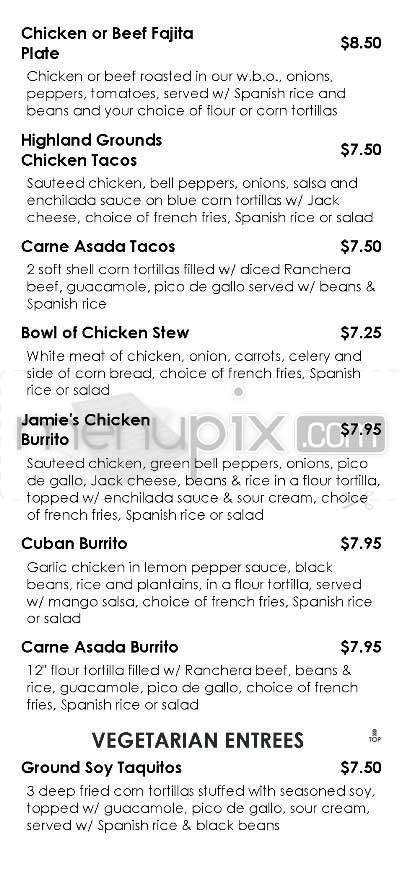 Highland Grounds - Los Angeles, CA menu_pic