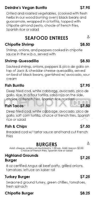 Highland Grounds - Los Angeles, CA menu_pic