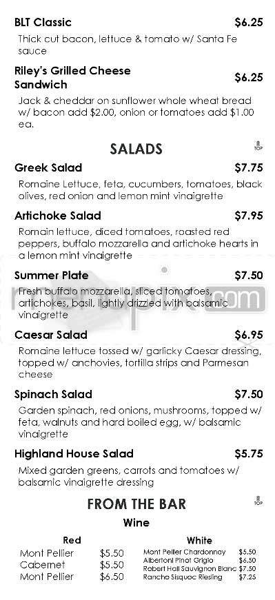 Highland Grounds - Los Angeles, CA menu_pic