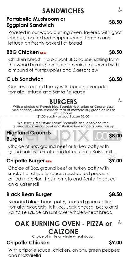 Highland Grounds - Los Angeles, CA menu_pic