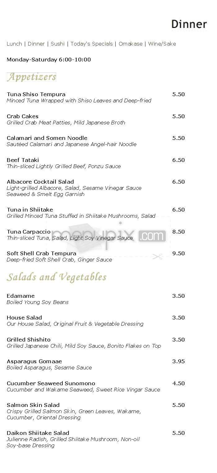 Hirozen - Los Angeles, CA menu_pic