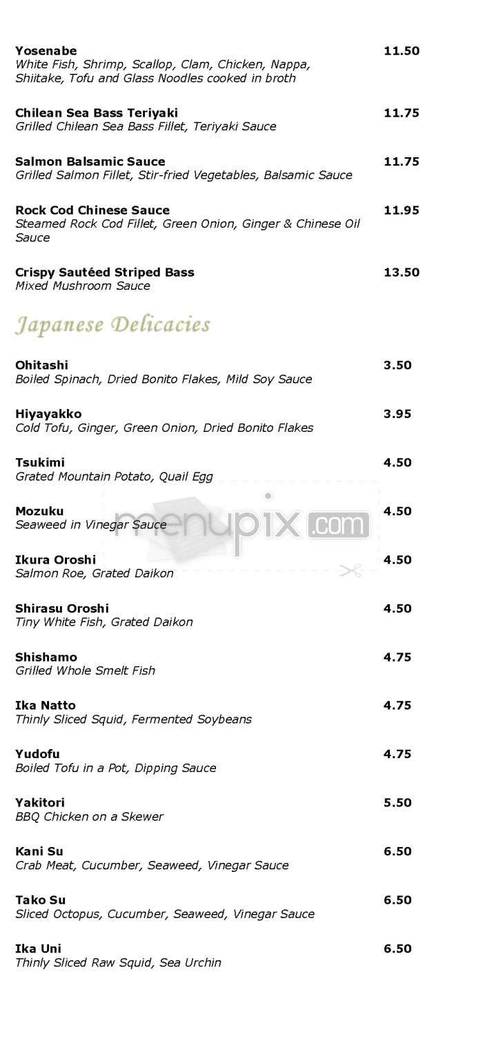 Hirozen - Los Angeles, CA menu_pic